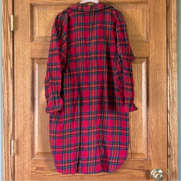 Charter Club Intimates Red Plaid Button-Up Sleep Shirt/Dress Medium - Picture 3 of 7